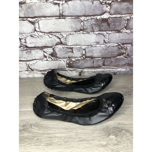 Tod's Black Leather Cap Toe Buckle Ballerina Ballet Flats Women's Sz 10M US/41EU - Picture 1 of 16